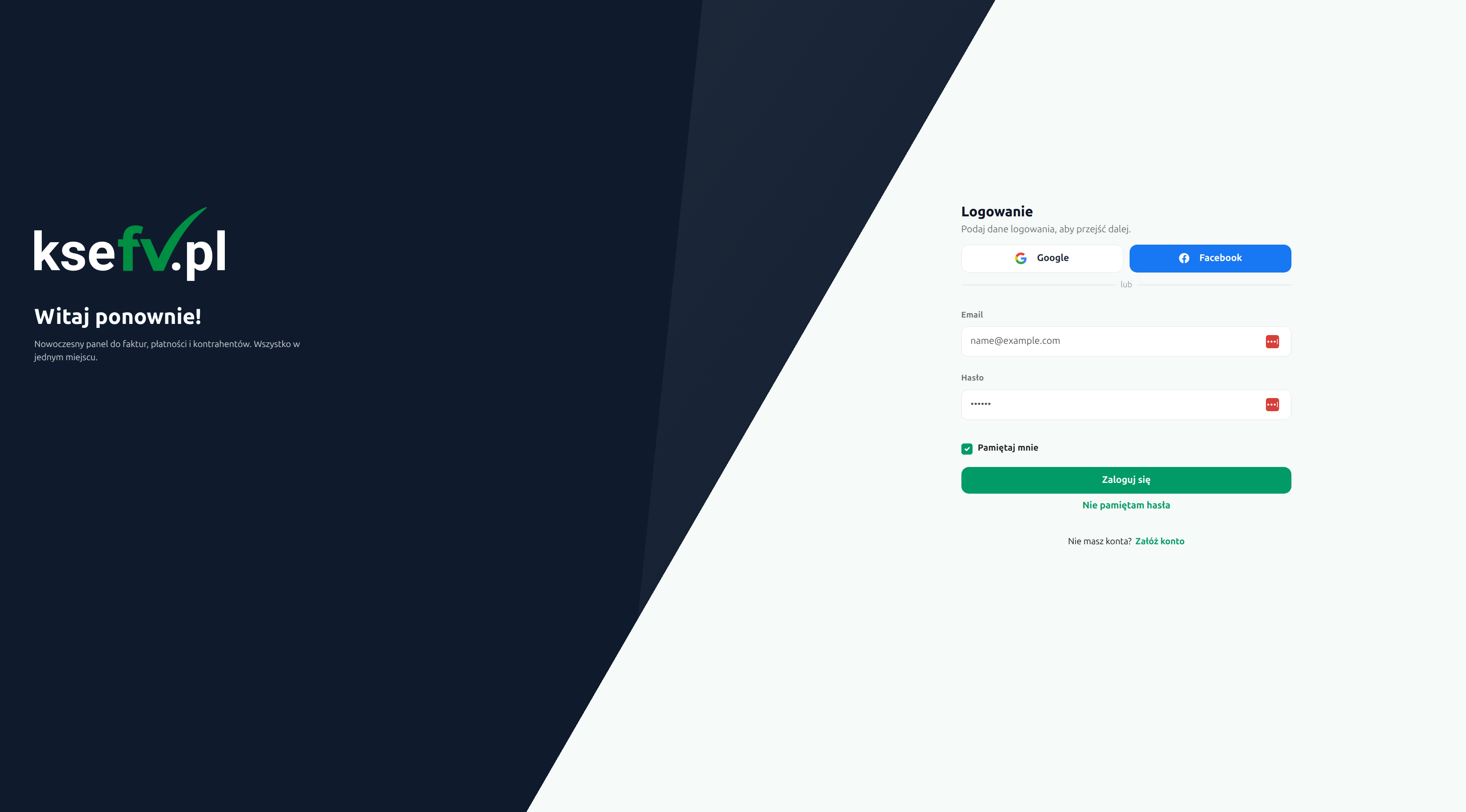 Panel logowania z bezpiecznym dostępem