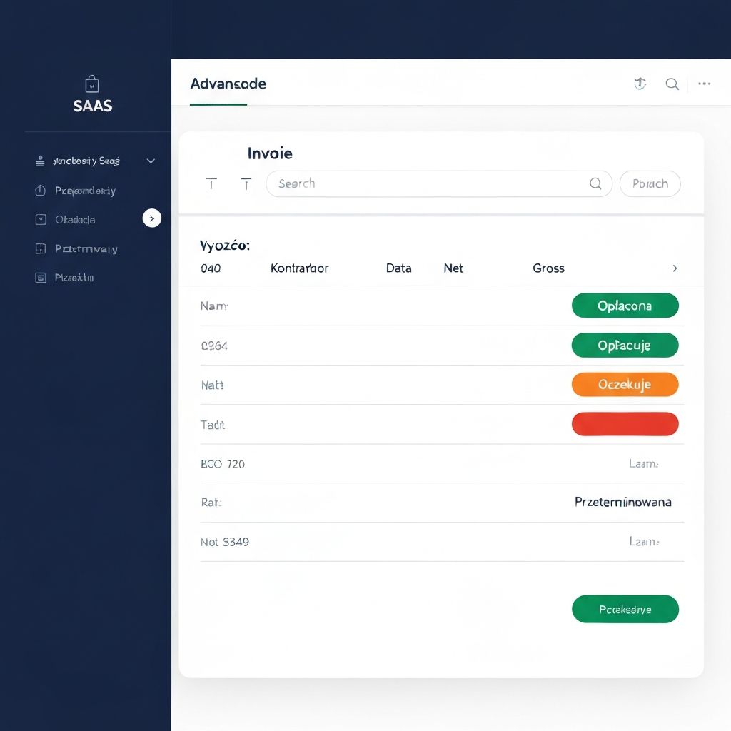 Lista faktur z filtrami i statusami
